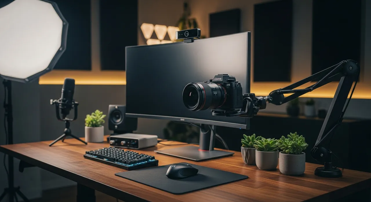 Best cameras for content creators including webcam and mirrorless camera setup