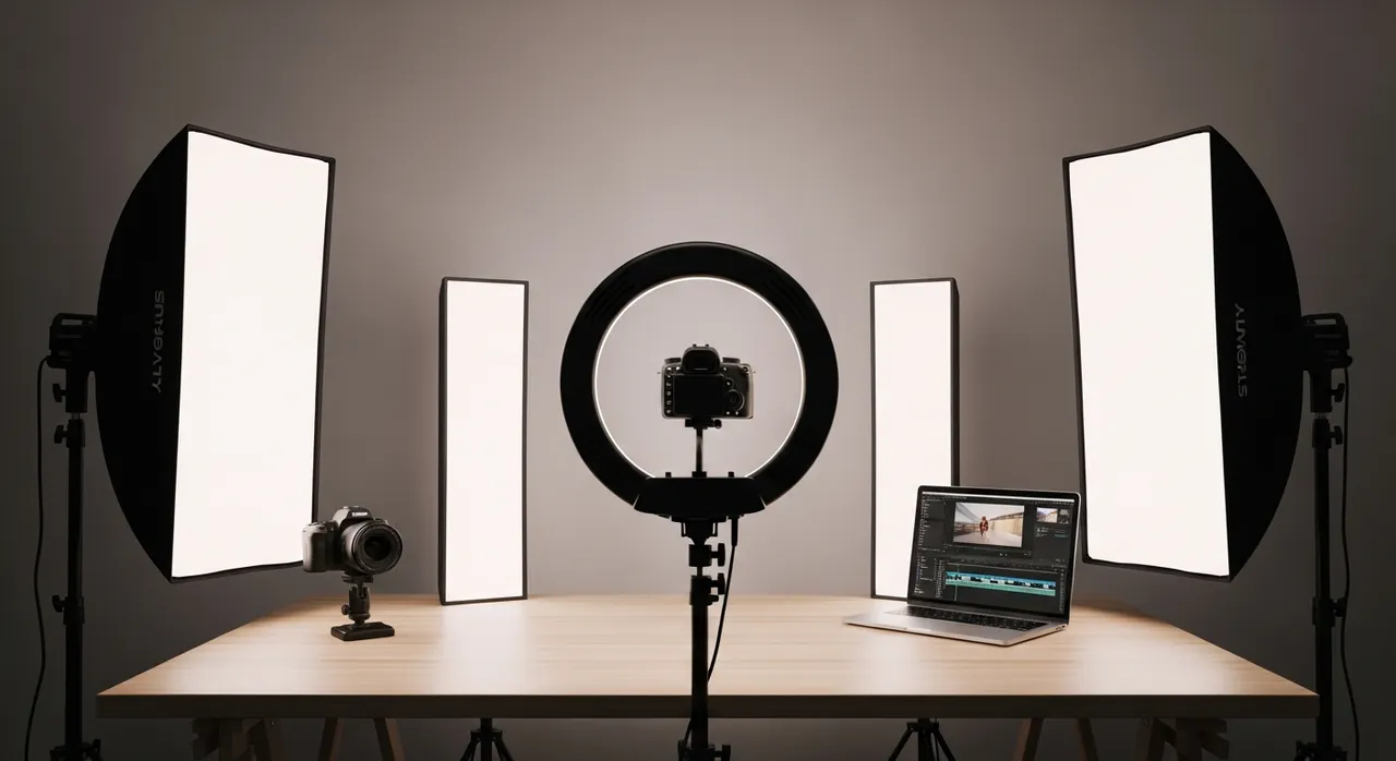 Best lighting setup for content creators with ring light softbox and LED lighting