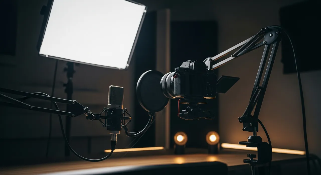 Advanced home studio setup with professional lighting and camera