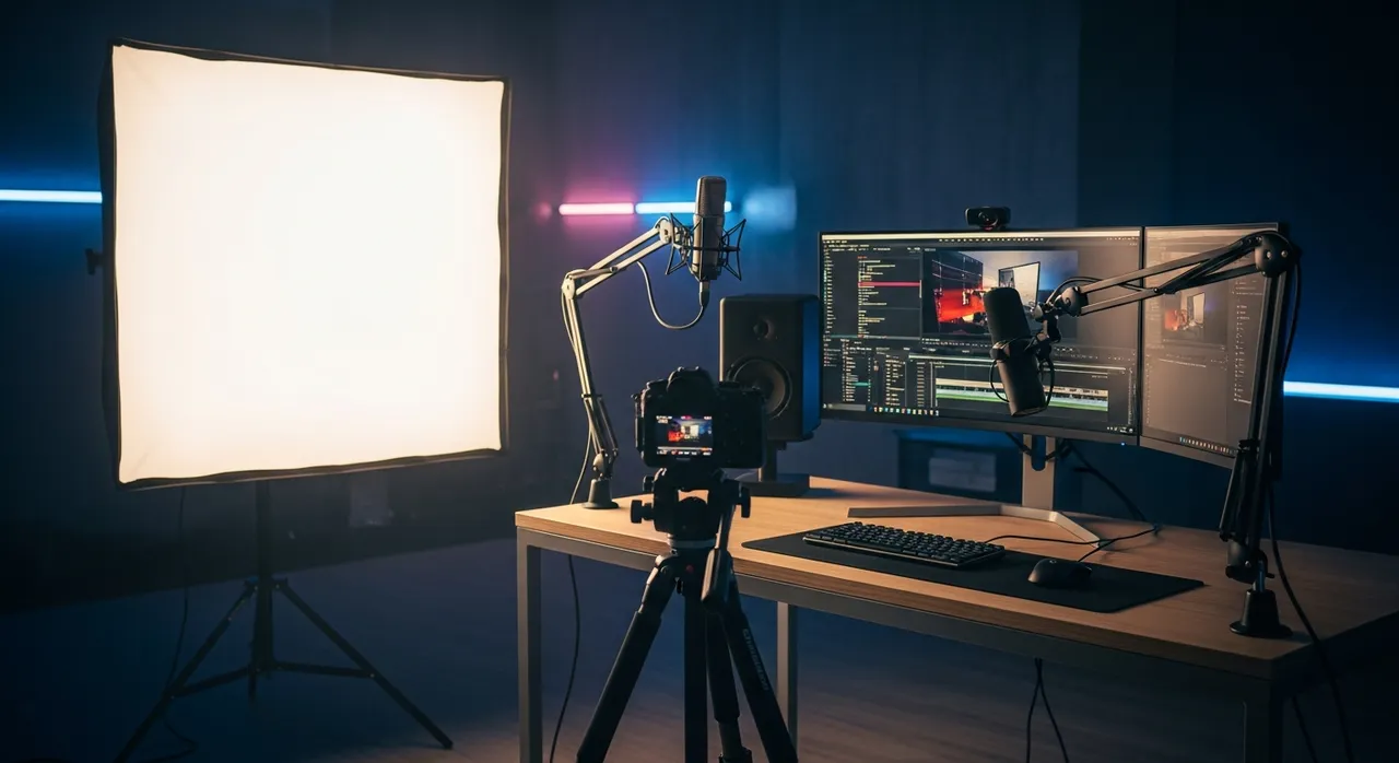Professional softbox lighting setup in studio