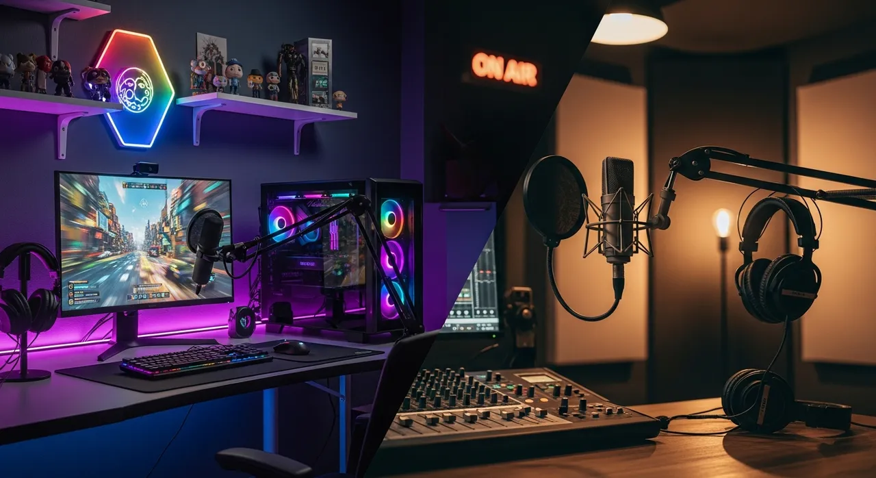 Streaming microphone vs podcast microphone setup comparison